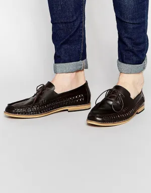 Frank Wright Woven Loafers In Brown