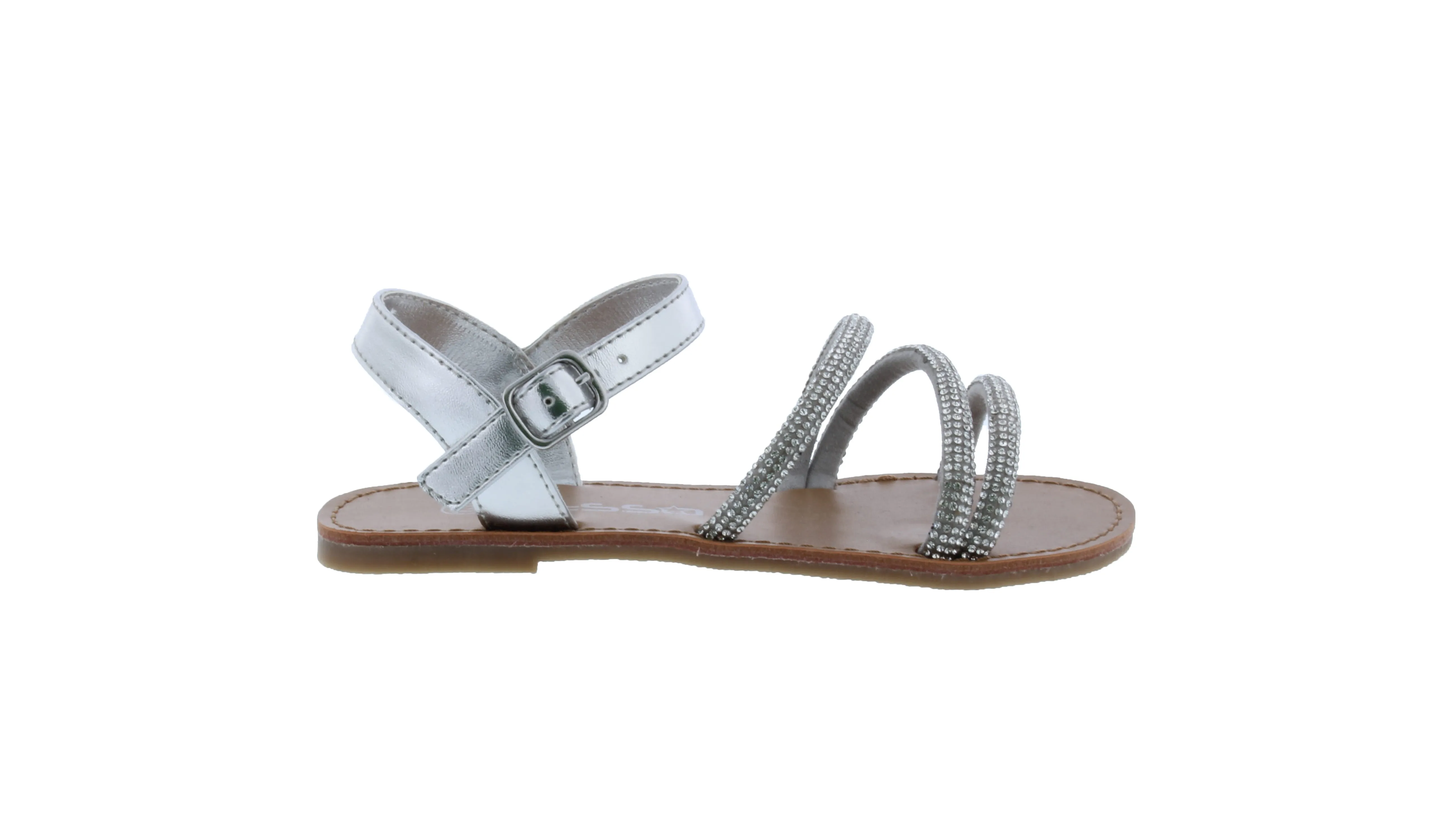 Girls Triple Rhinestone Strap Sandal