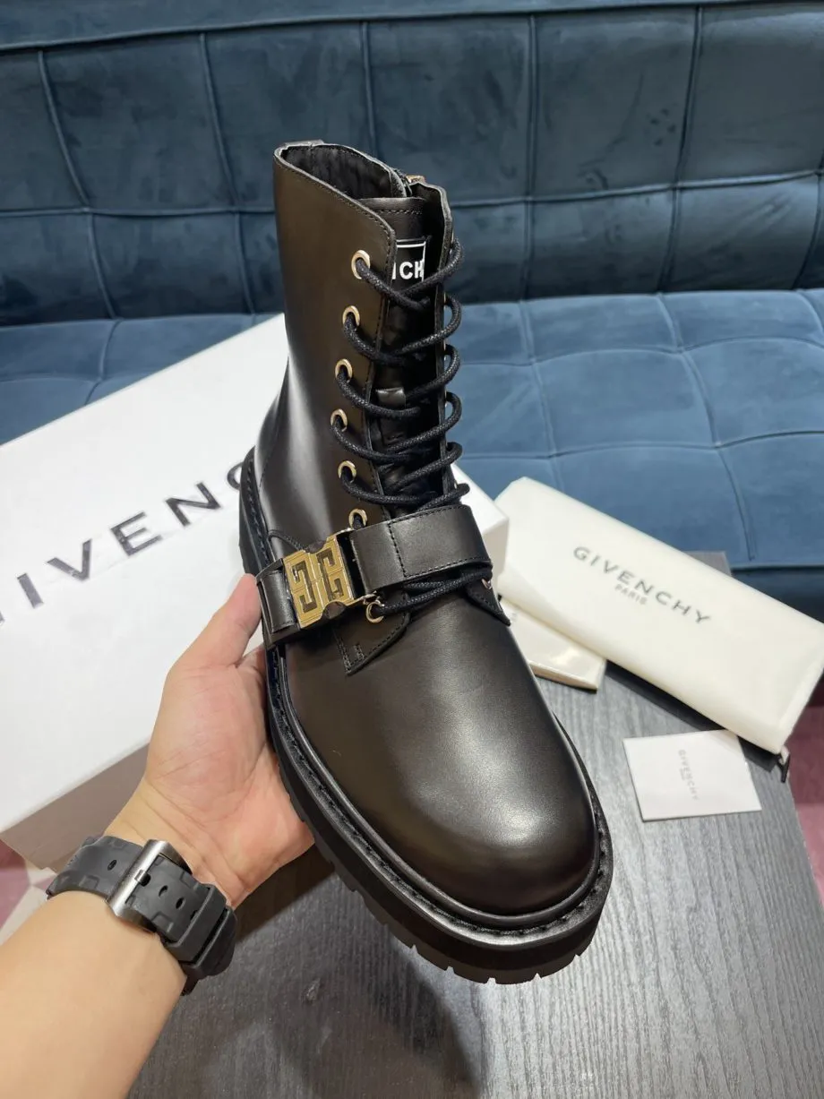 Given Squared Derbies With 4G Buckle Boots Black For Men GVC