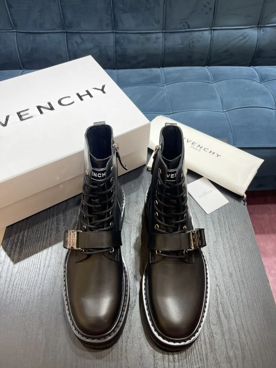 Given Squared Derbies With 4G Buckle Boots Black For Men GVC