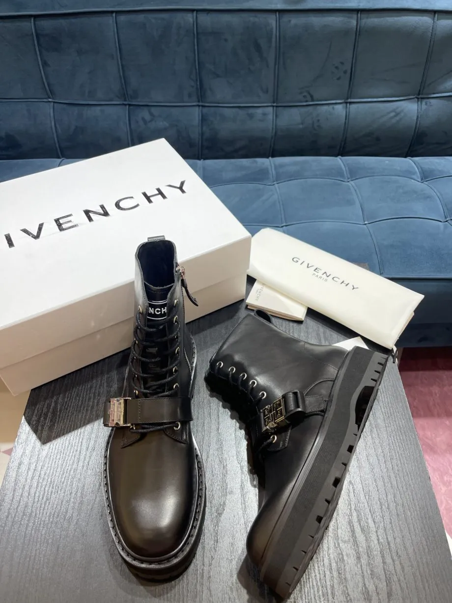 Given Squared Derbies With 4G Buckle Boots Black For Men GVC