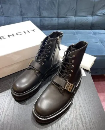 Given Squared Derbies With 4G Buckle Boots Black For Men GVC