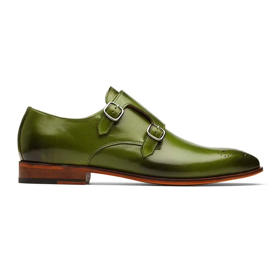 Green Medallion Monk Straps