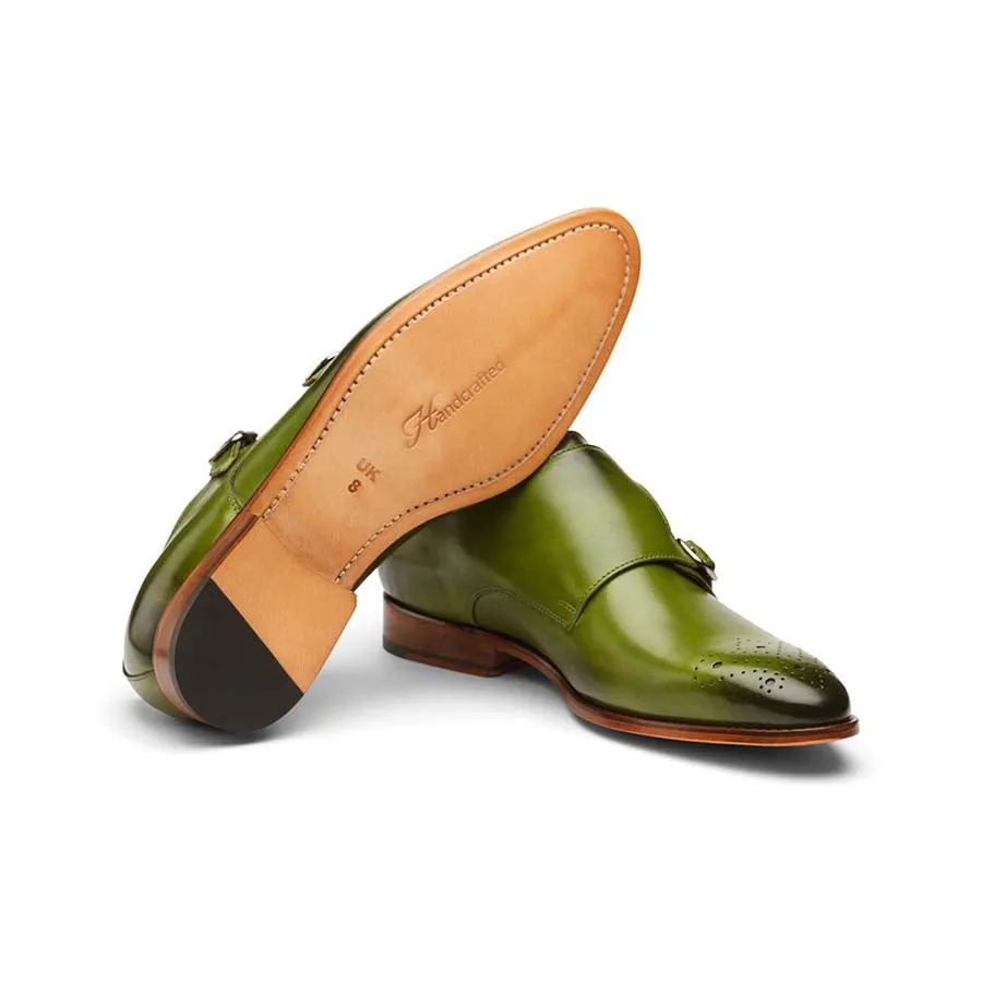 Green Medallion Monk Straps