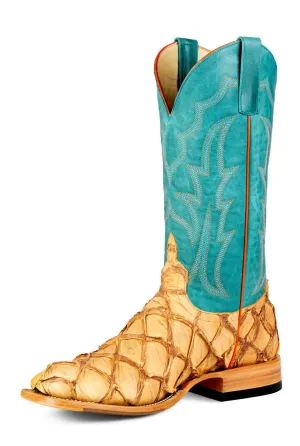 Horse Power Mens Top Hand Sea Foam/Saddle Pirarucu Cowboy Boots 11 D
