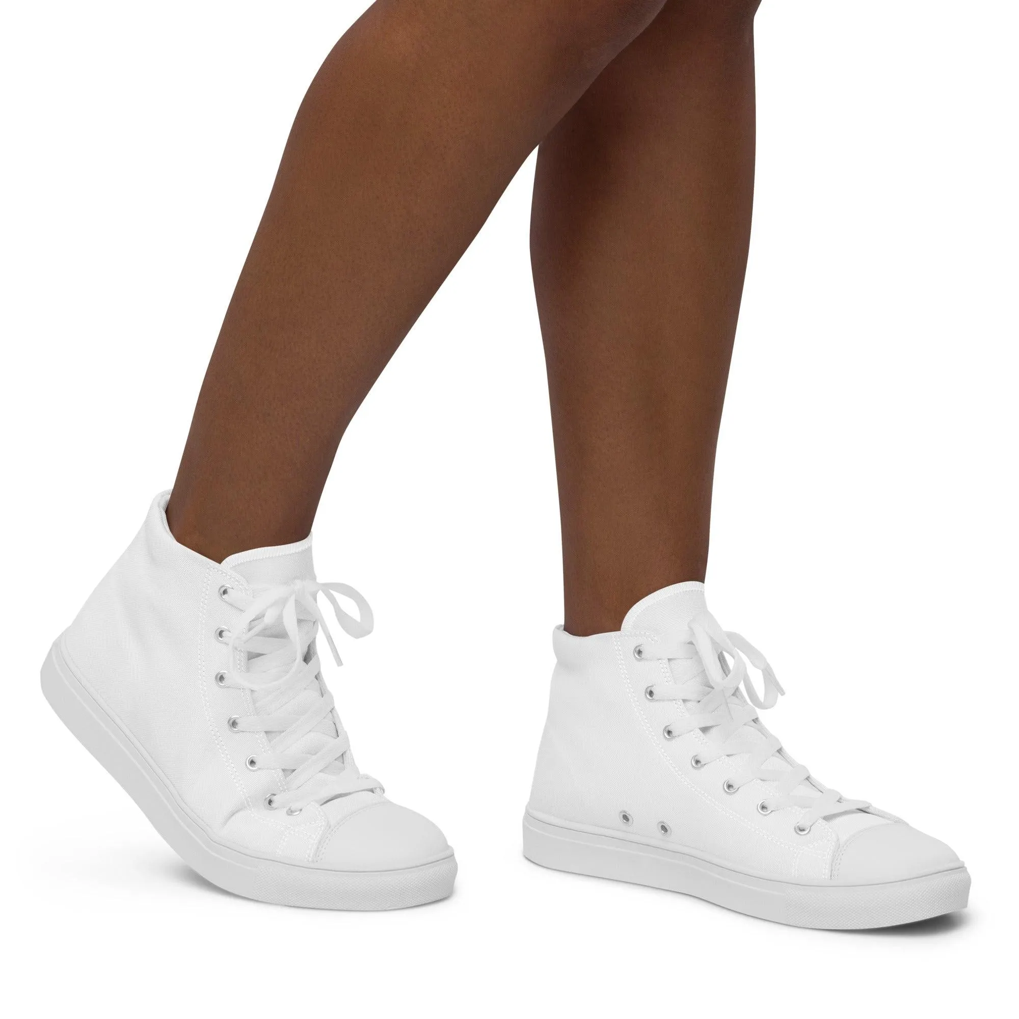 iSAW Womens White / White Black High-Top Canvas Shoes