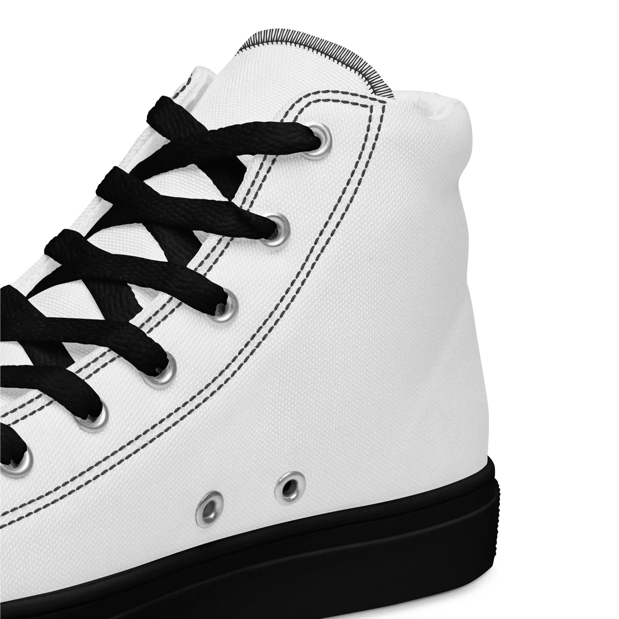 iSAW Womens White / White Black High-Top Canvas Shoes