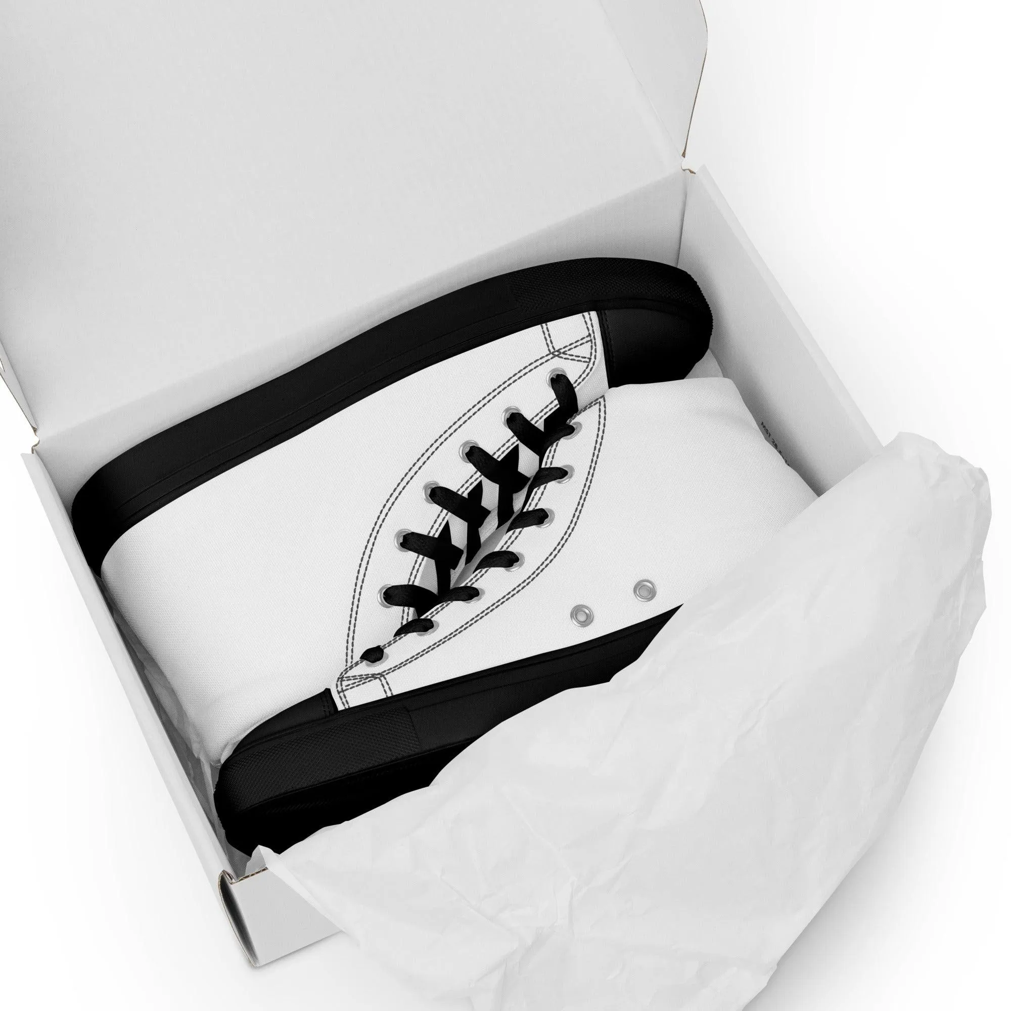 iSAW Womens White / White Black High-Top Canvas Shoes