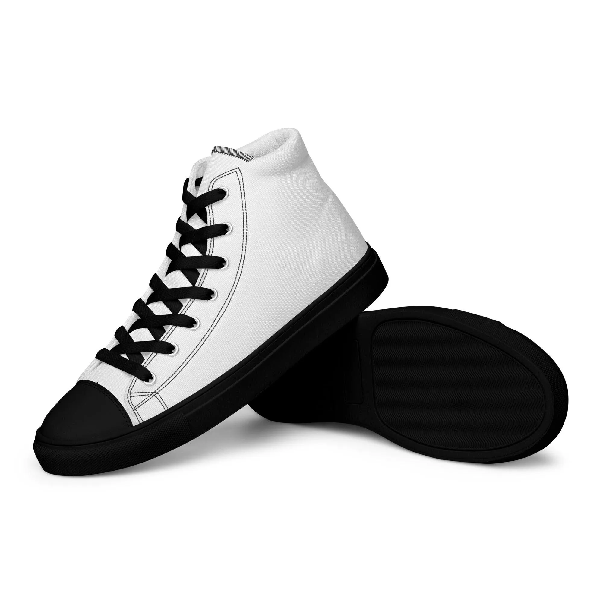 iSAW Womens White / White Black High-Top Canvas Shoes
