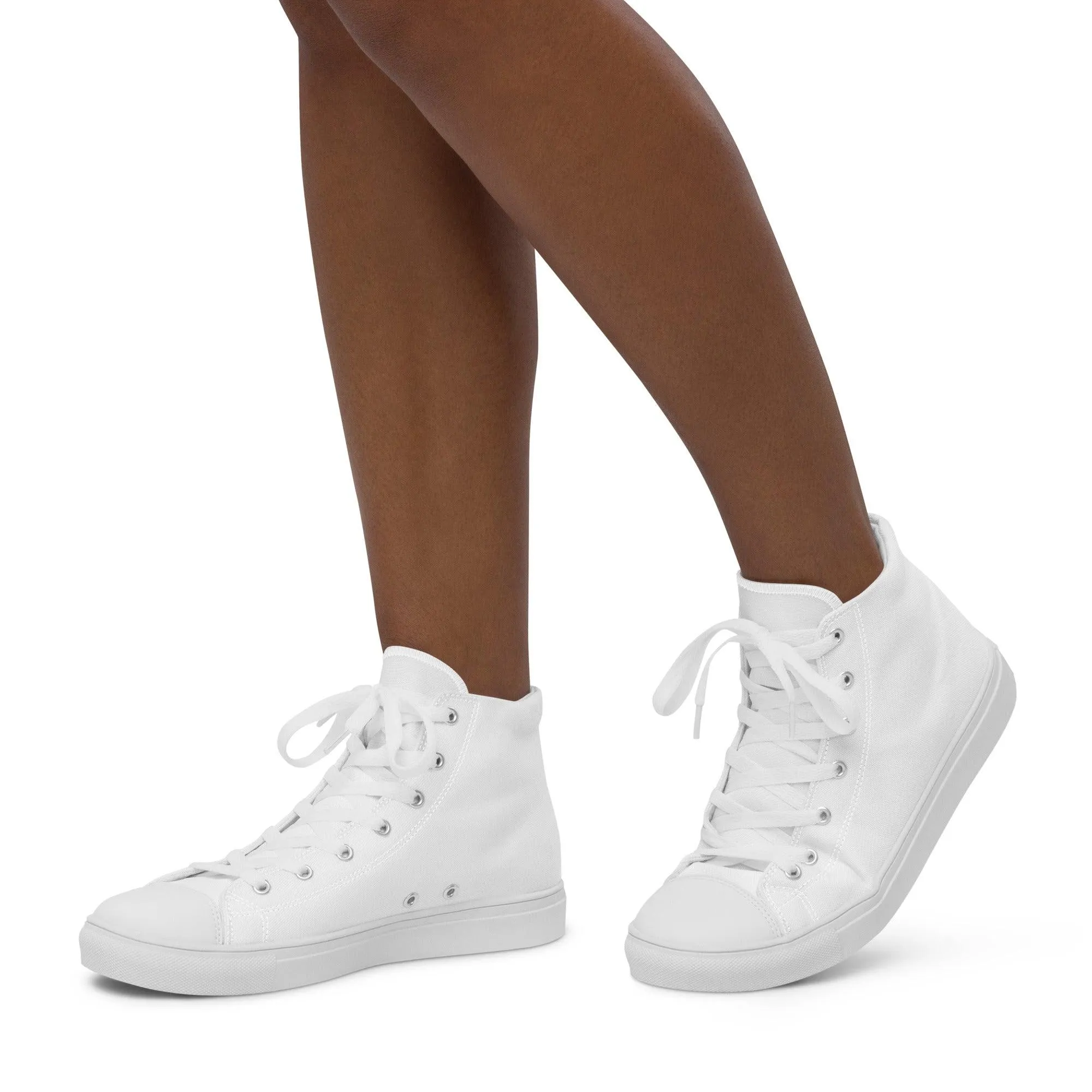 iSAW Womens White / White Black High-Top Canvas Shoes