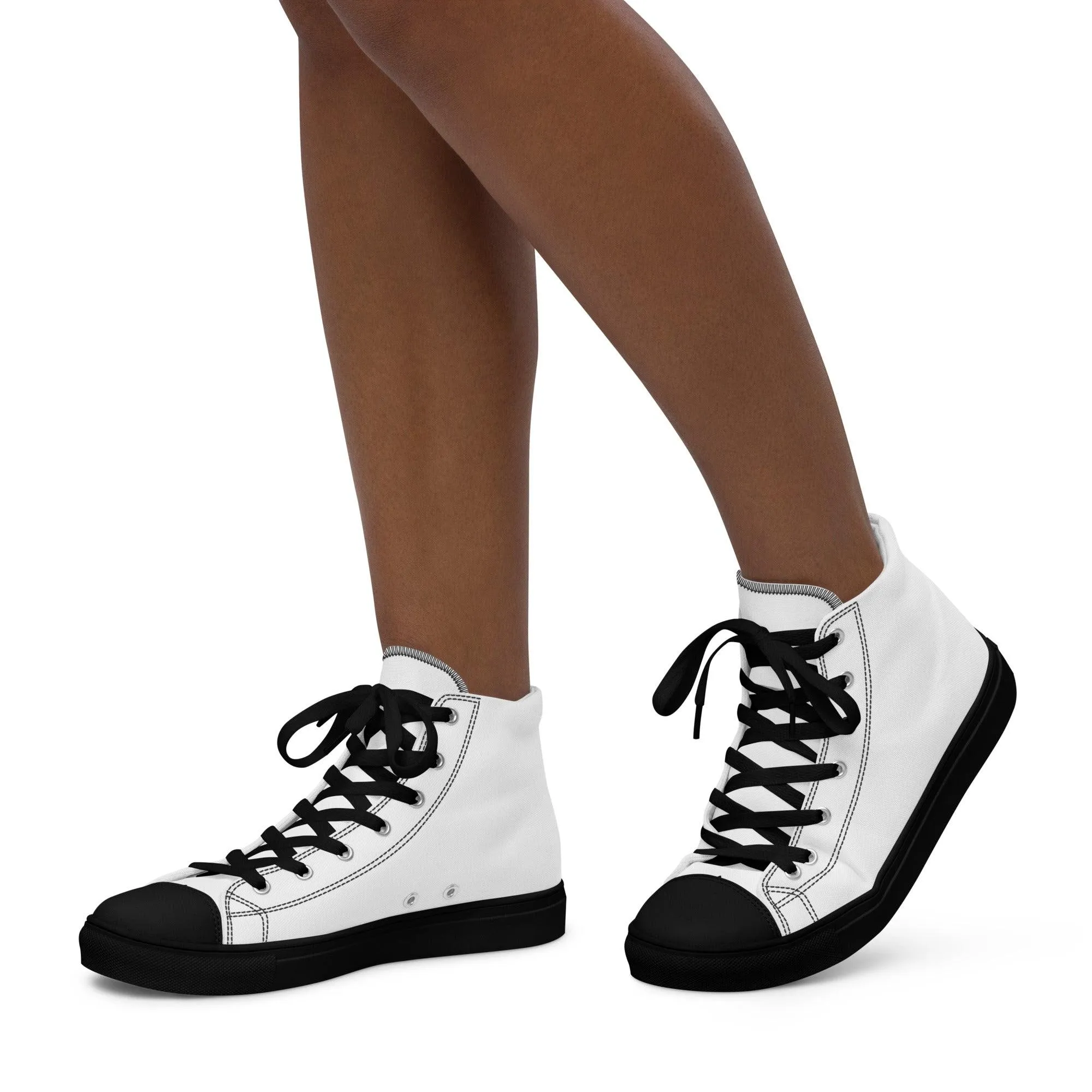 iSAW Womens White / White Black High-Top Canvas Shoes