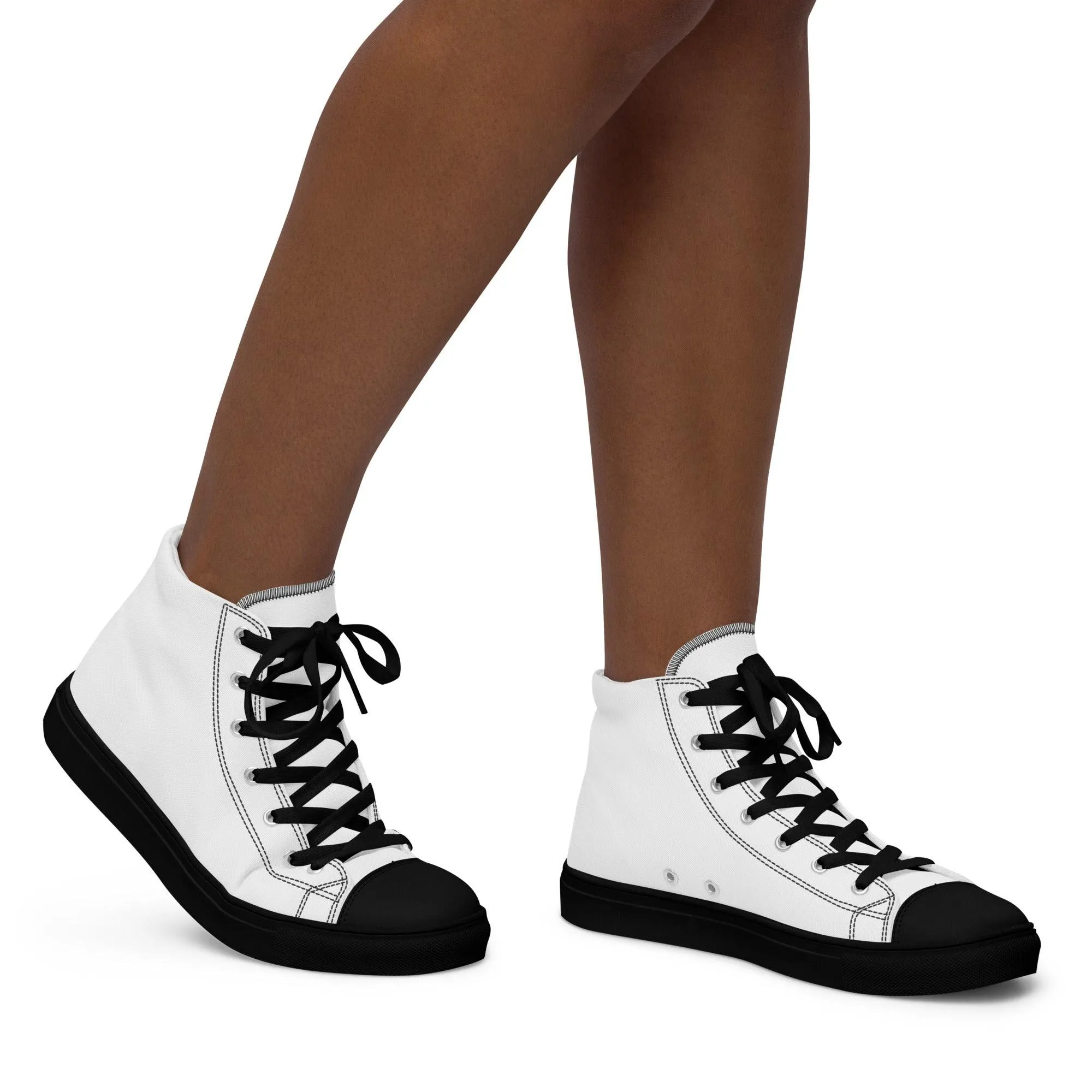 iSAW Womens White / White Black High-Top Canvas Shoes