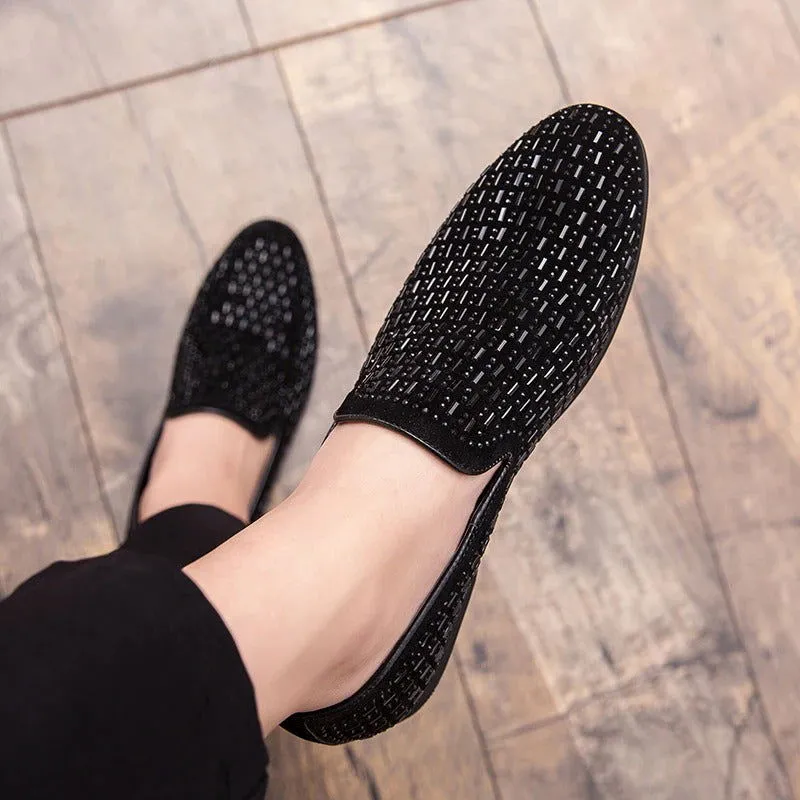 Jack Marc New Velvet Crystal Luxury Moccasins