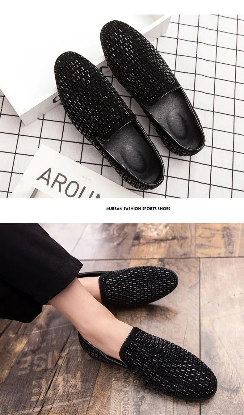 Jack Marc New Velvet Crystal Luxury Moccasins