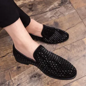 Jack Marc New Velvet Crystal Luxury Moccasins