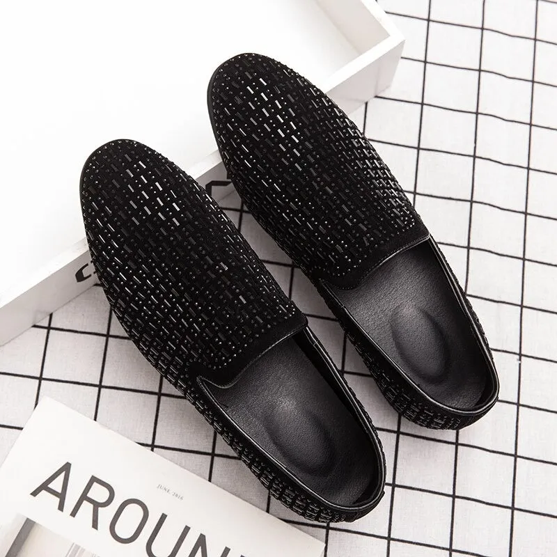 Jack Marc New Velvet Crystal Luxury Moccasins