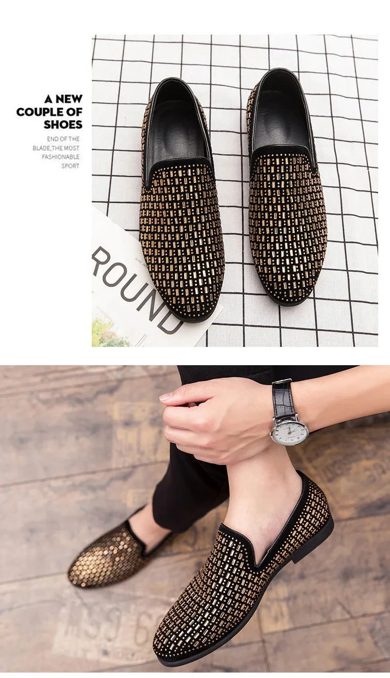Jack Marc New Velvet Crystal Luxury Moccasins