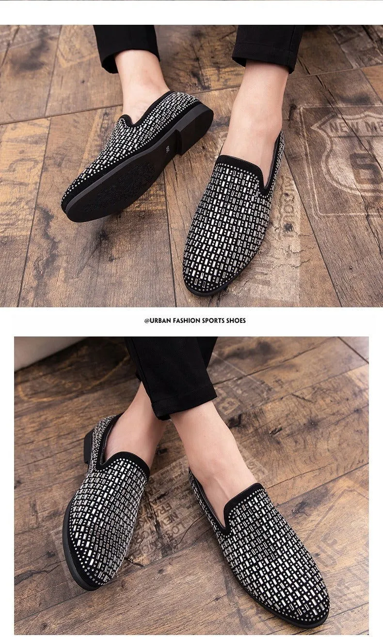 Jack Marc New Velvet Crystal Luxury Moccasins