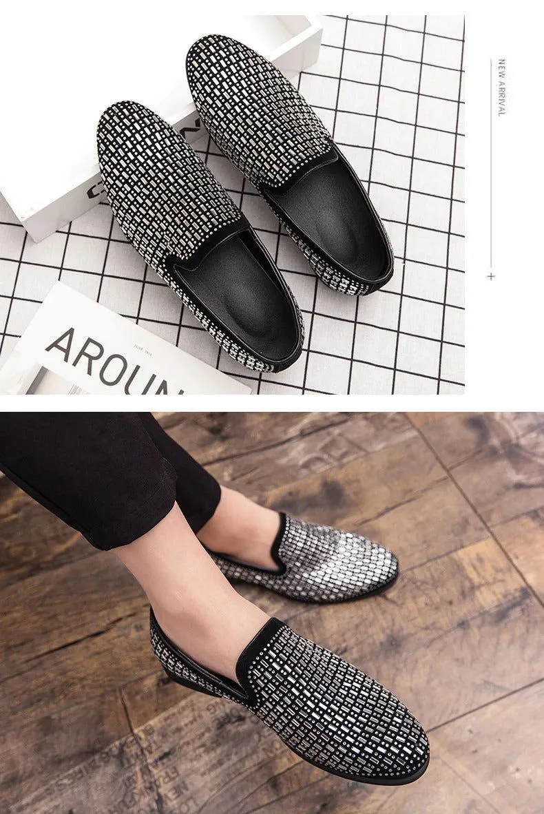 Jack Marc New Velvet Crystal Luxury Moccasins