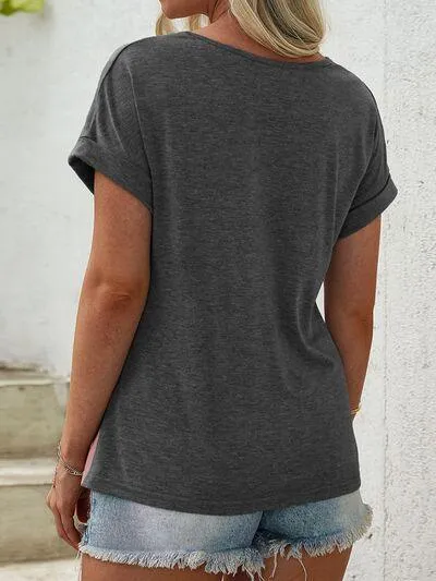 Leopard Print Short Sleeve Color Block T Shirt
