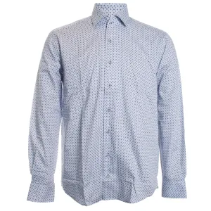 Linked Blue Medallion Roll Collar Shirt