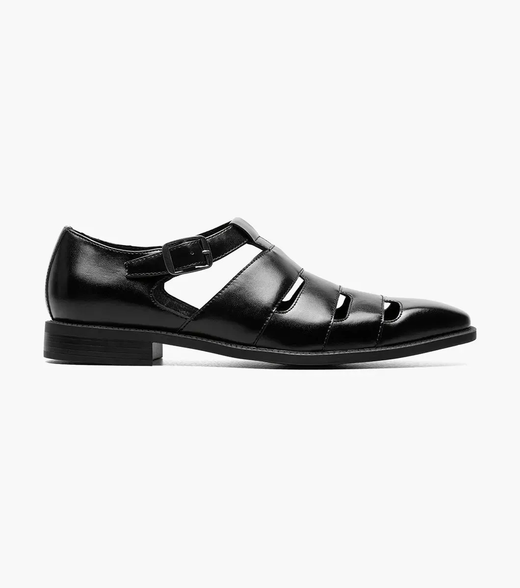Men's Black Summer Leather Sandals Calderon Closed Toe Style No:25599-001