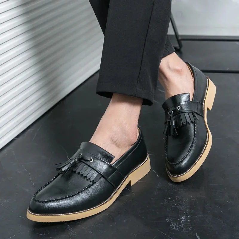 Men's British Style Leather Thick Bottom Loafers Shoes