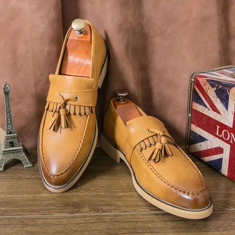 Men's British Style Leather Thick Bottom Loafers Shoes