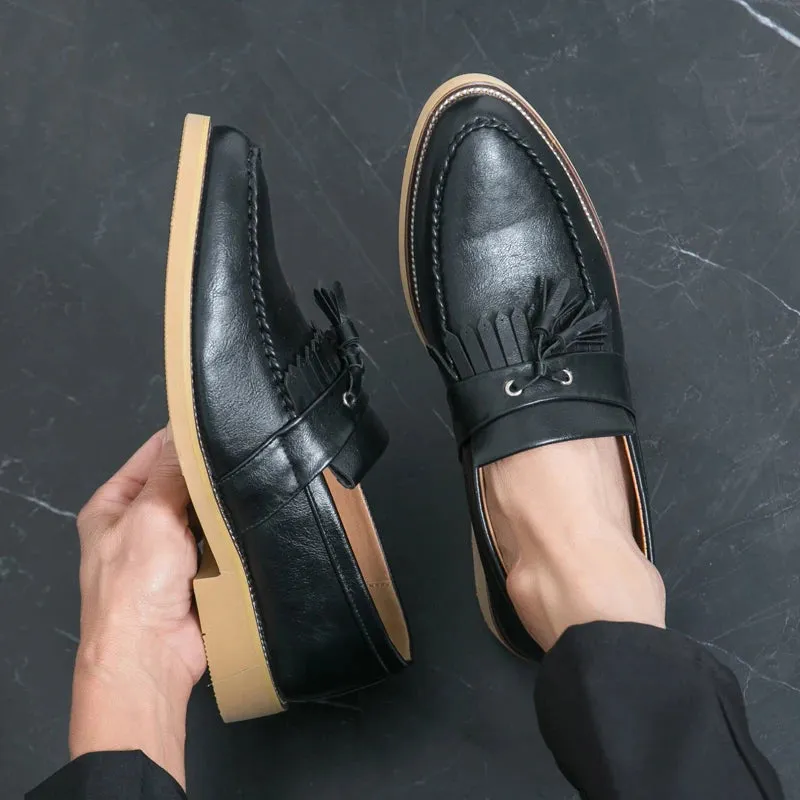 Men's British Style Leather Thick Bottom Loafers Shoes