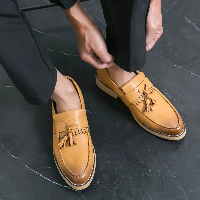Men's British Style Leather Thick Bottom Loafers Shoes