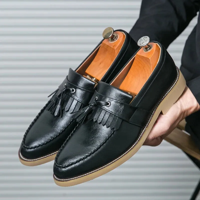 Men's British Style Leather Thick Bottom Loafers Shoes
