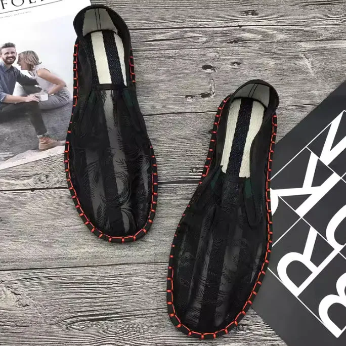 Men's Summer Breathable Mesh Loafers with Dandelion Pattern - Anti-Odor, Soft Sole, Casual Shoes