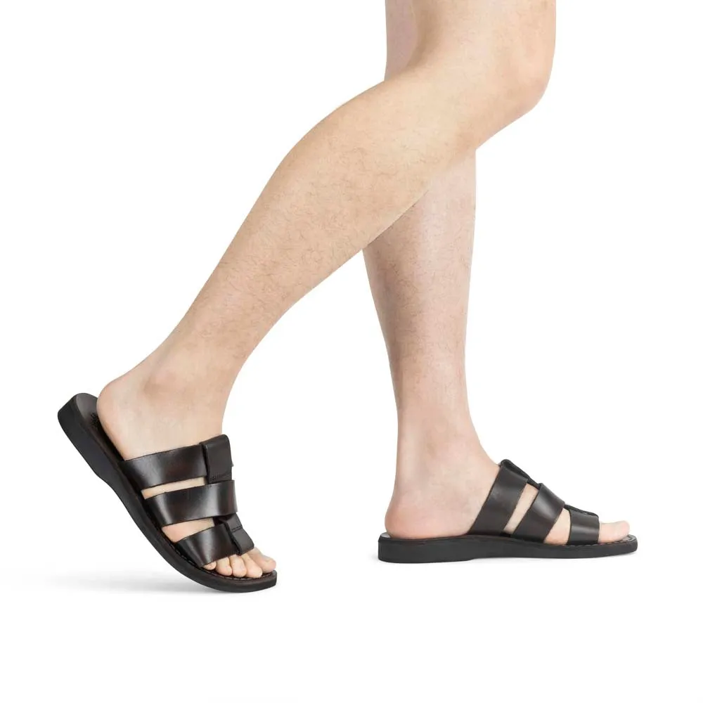 Micah - Leather Double Strap Sandal | Brown