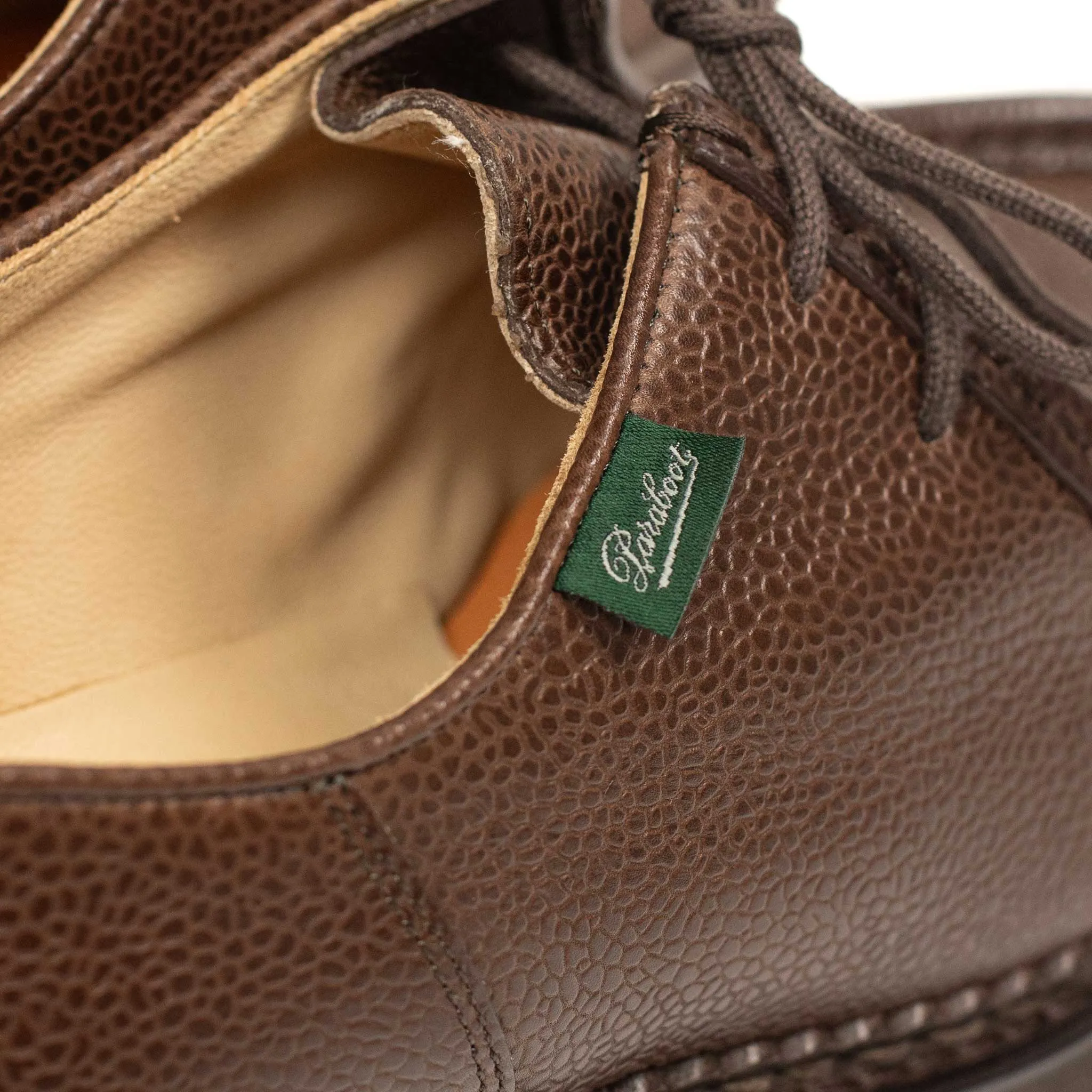 Michael tyrolean derbies in brown pebble grain leather (restock)