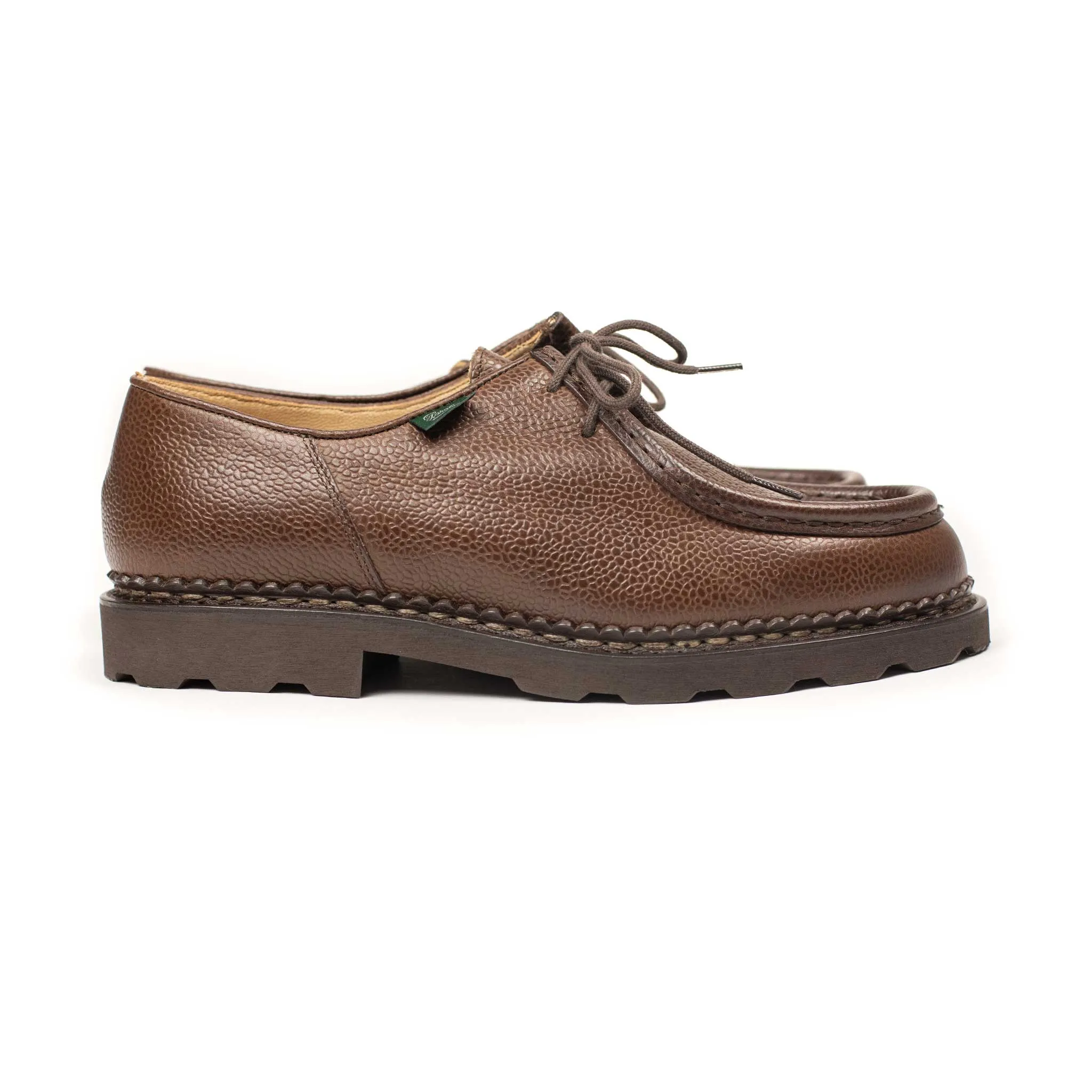 Michael tyrolean derbies in brown pebble grain leather (restock)