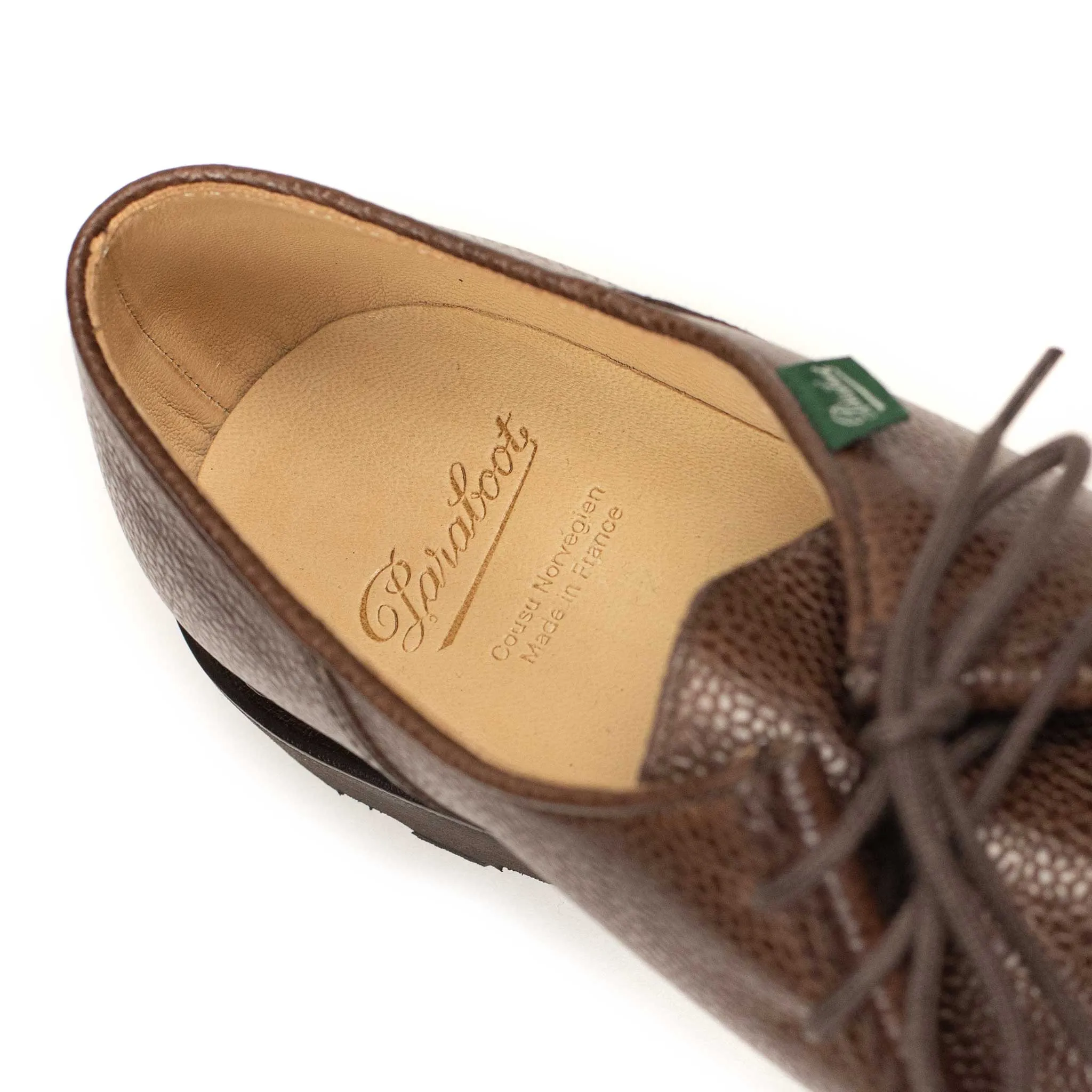 Michael tyrolean derbies in brown pebble grain leather (restock)
