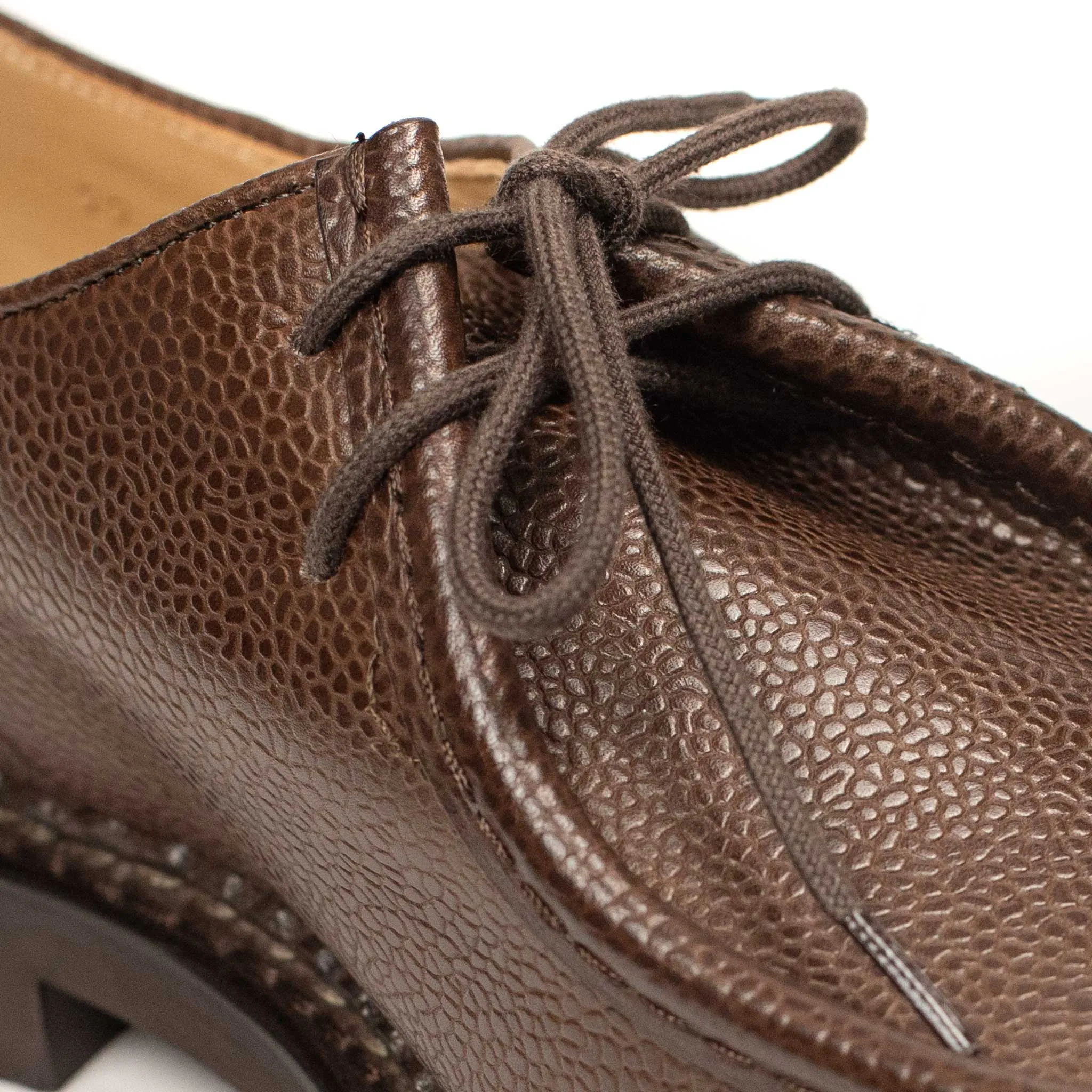 Michael tyrolean derbies in brown pebble grain leather (restock)