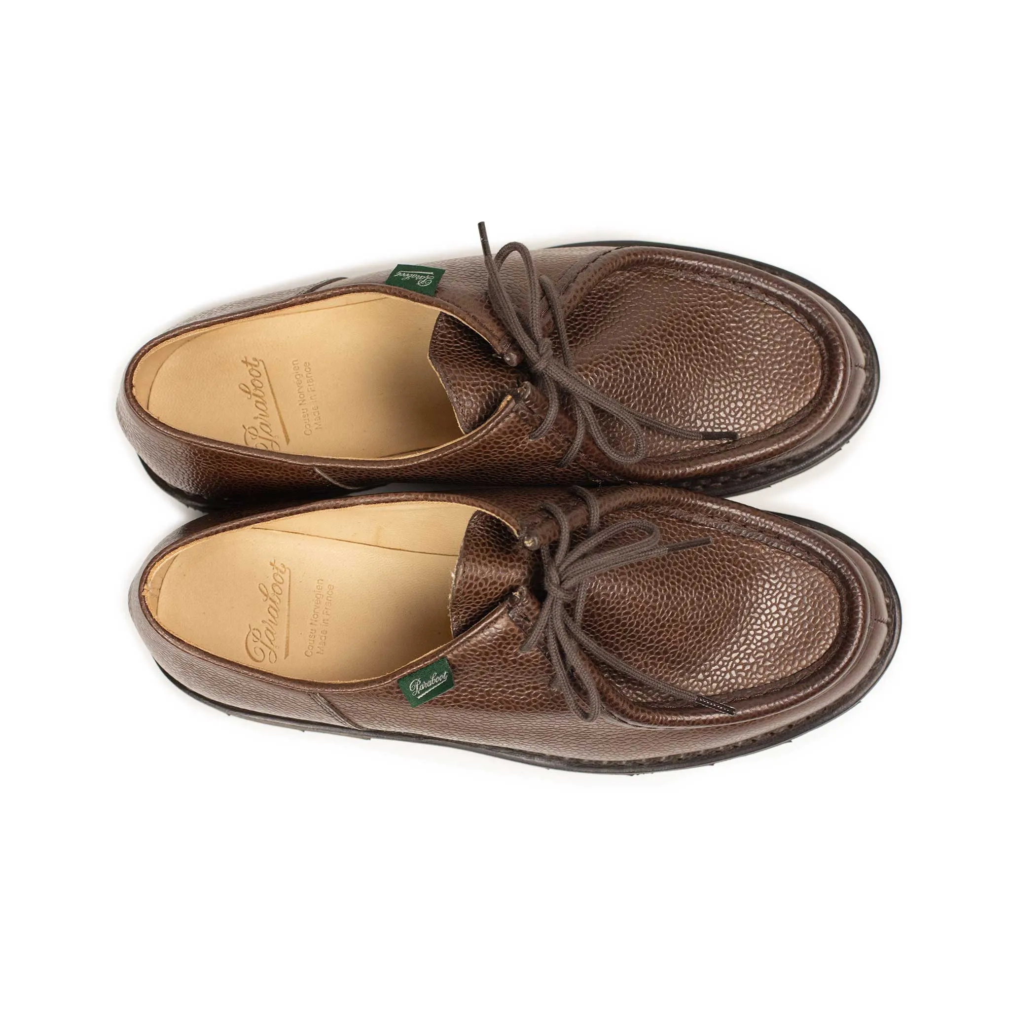 Michael tyrolean derbies in brown pebble grain leather (restock)