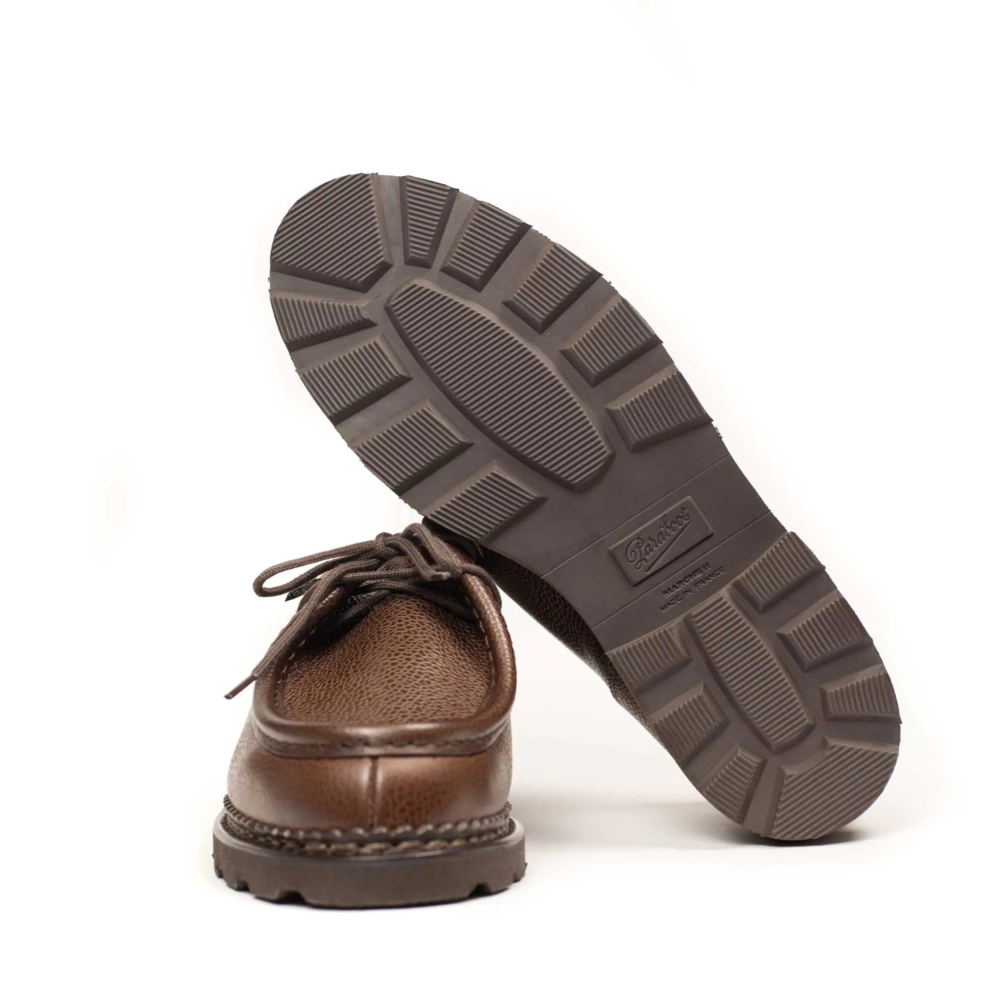 Michael tyrolean derbies in brown pebble grain leather (restock)