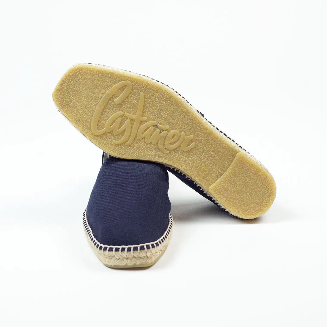 Navy espadrilles with natural sole
