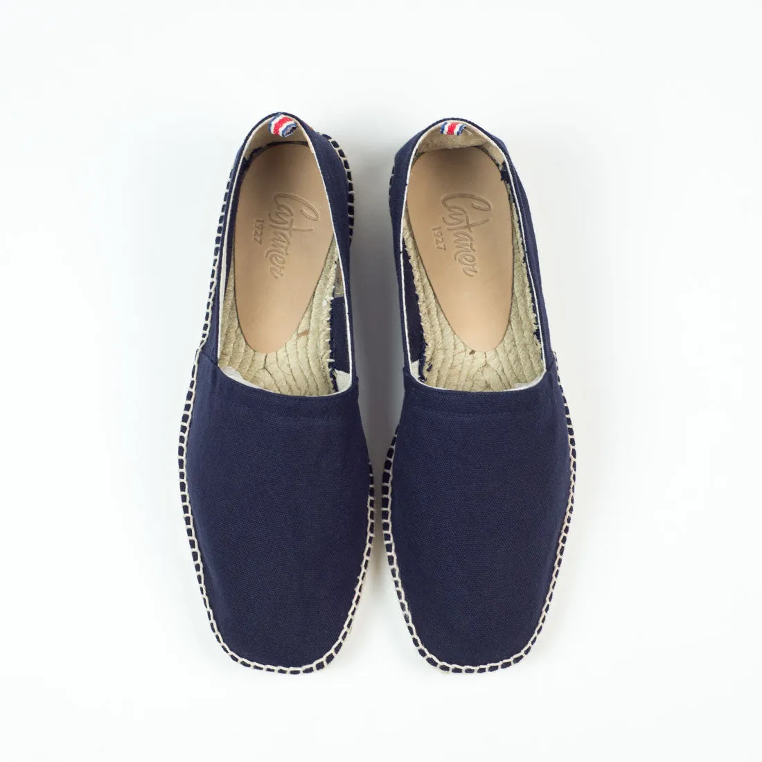 Navy espadrilles with natural sole