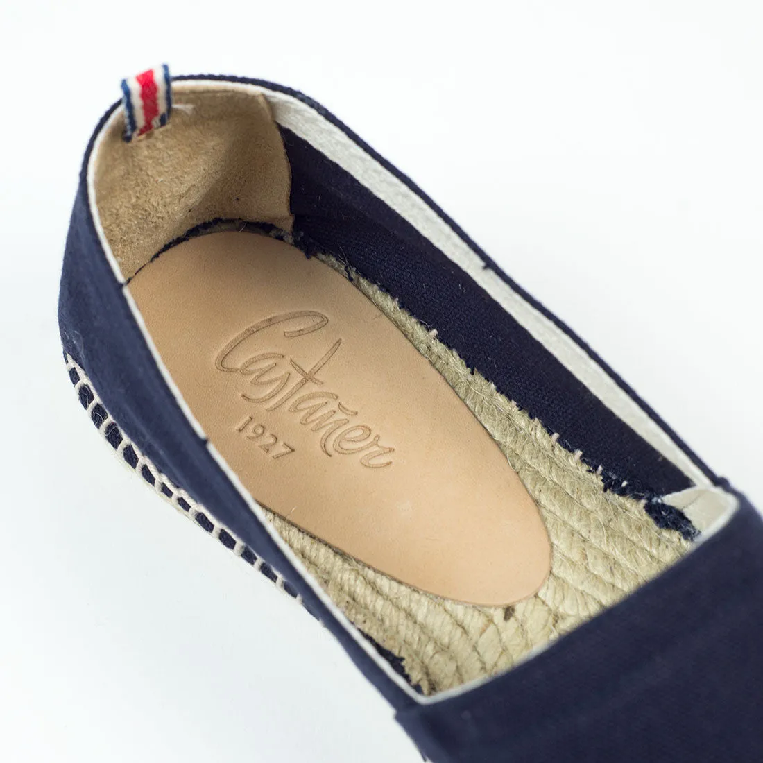 Navy espadrilles with natural sole