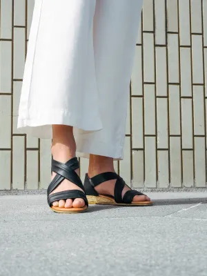 NAYARA SOFT LEATHER BLACK NAHKASANDAALIT