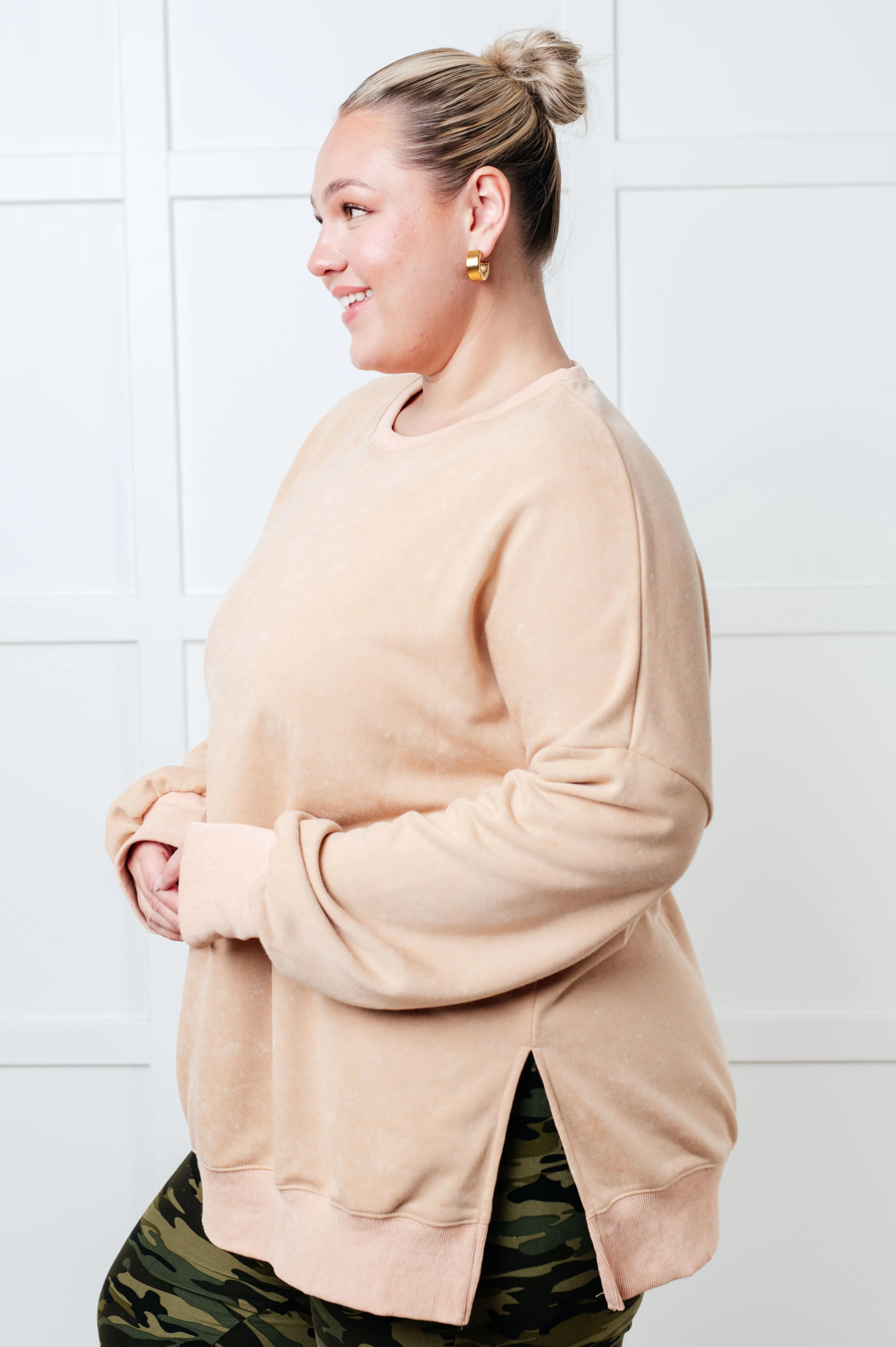 One Eleven North-No Plain Jane Oversized Sweatshirt in Khaki
