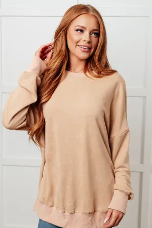 One Eleven North-No Plain Jane Oversized Sweatshirt in Khaki