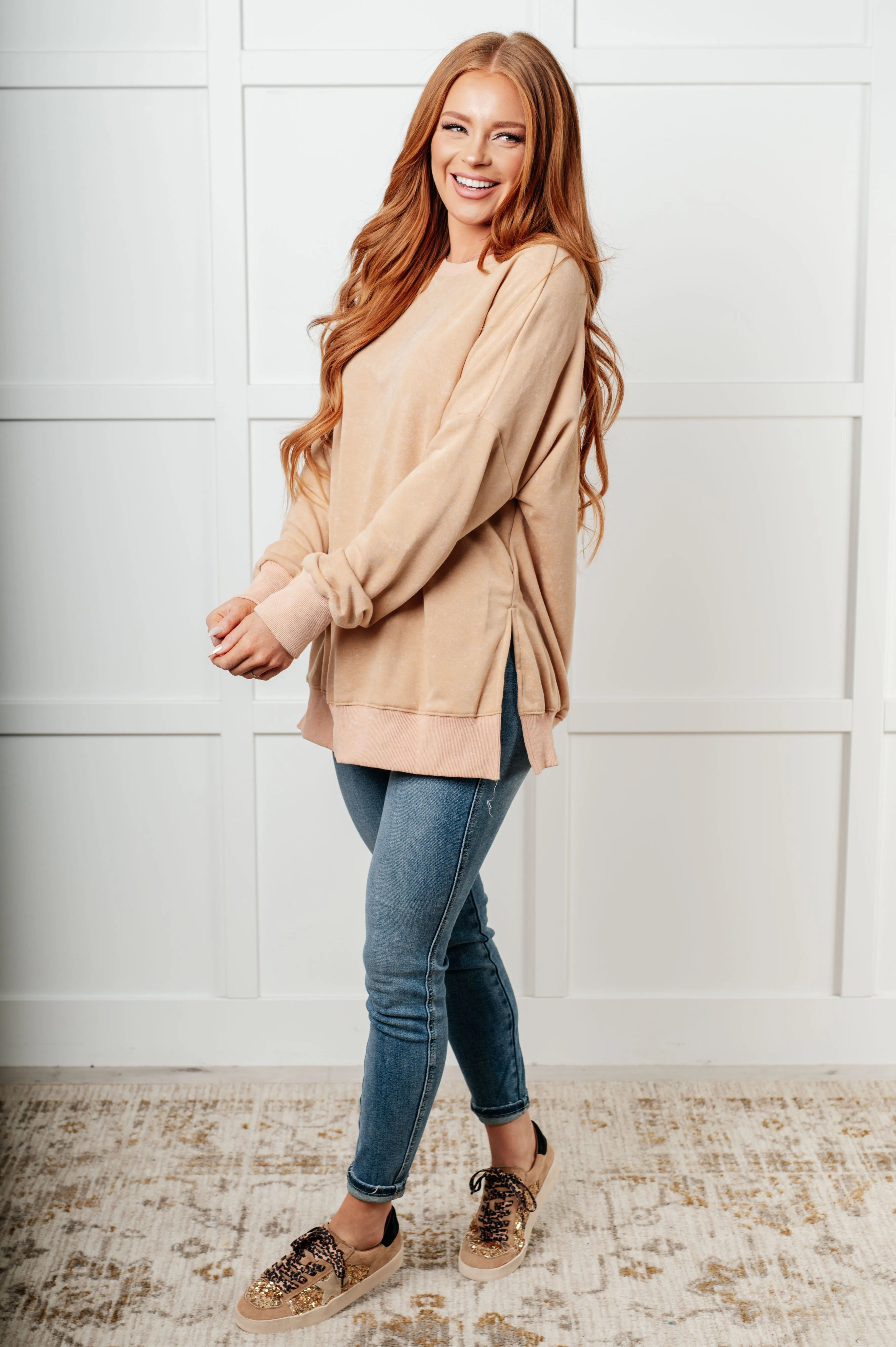 One Eleven North-No Plain Jane Oversized Sweatshirt in Khaki