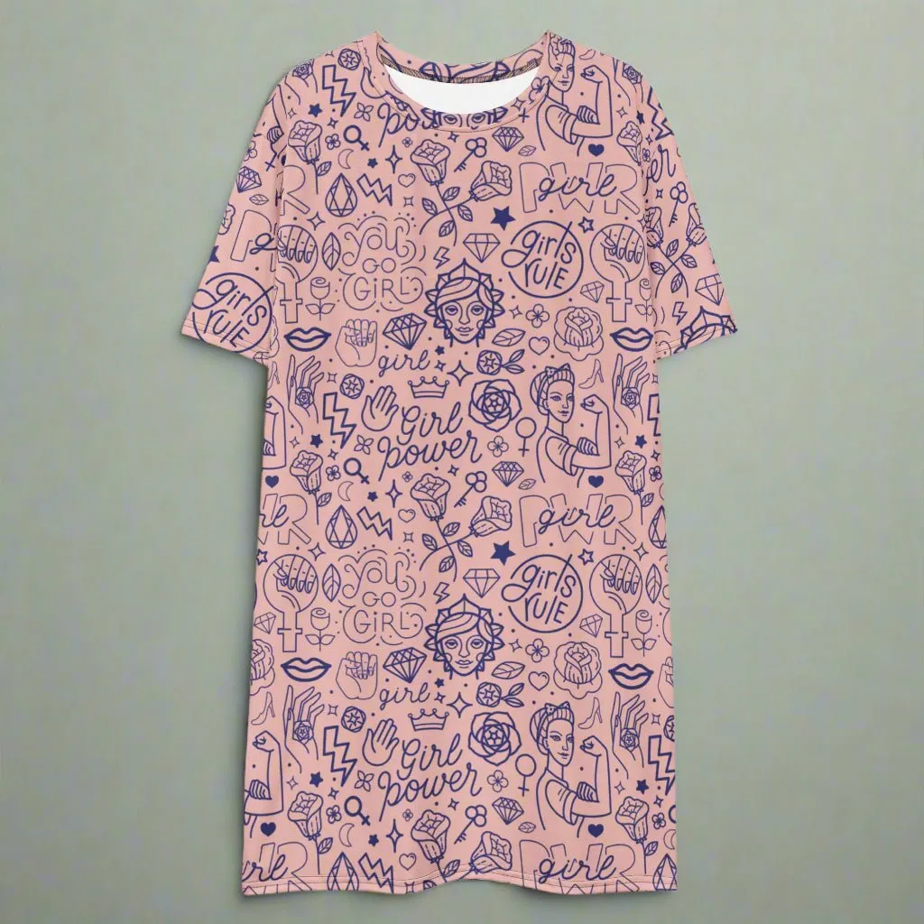 Pink Girl Power Oversized T-Shirt Dress 2XS-6XL