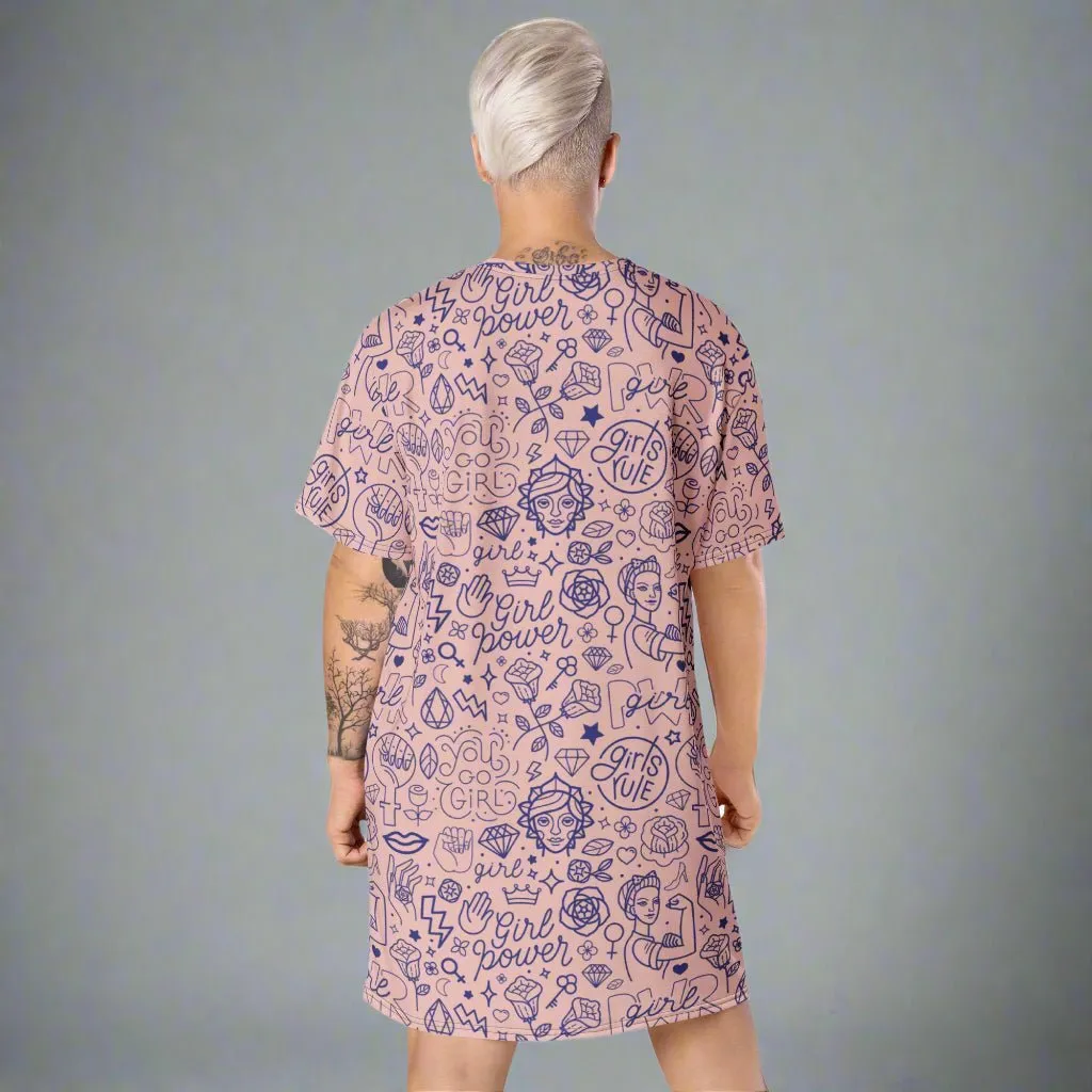 Pink Girl Power Oversized T-Shirt Dress 2XS-6XL