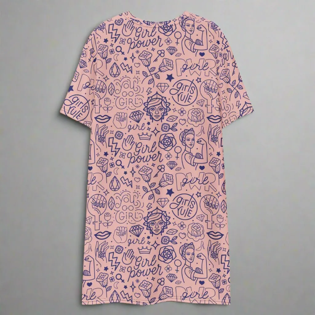 Pink Girl Power Oversized T-Shirt Dress 2XS-6XL