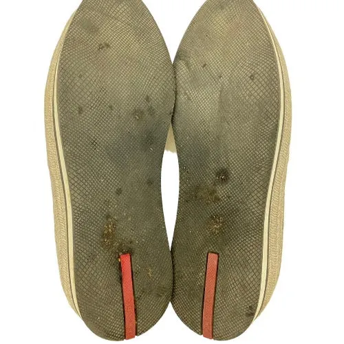 PRADA Metallic Gold Leather Espadrille Flats, Size 36